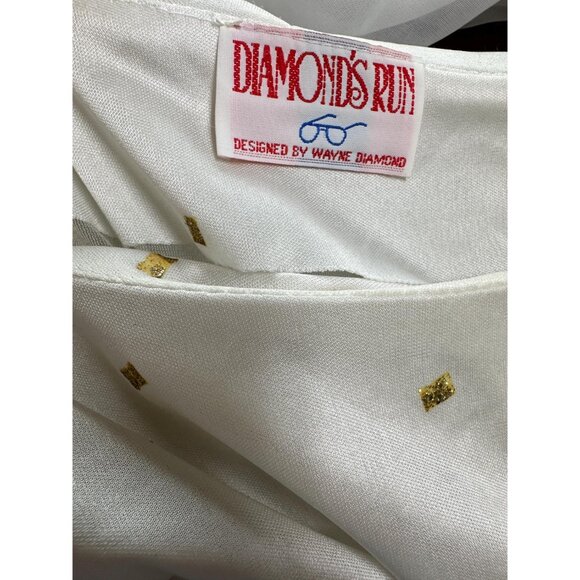 1980s dress with gold glitter and drop waist with sash by Diamond's Run Size L - Picture 7 of 7